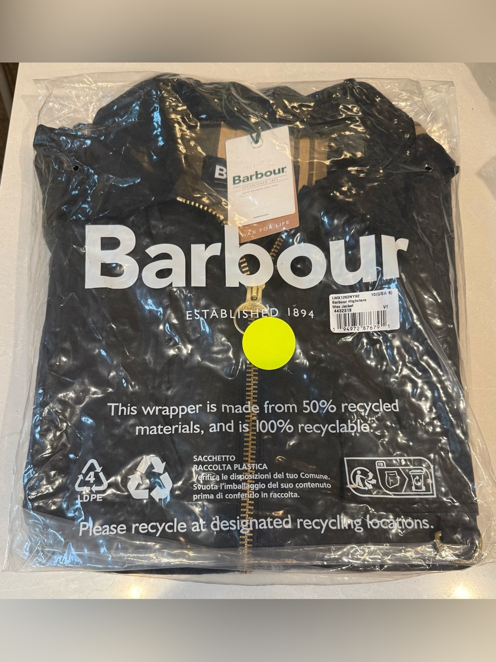 NWTs Barbour Women’s Highclere Hooded Waxed Jacket. Navy. Size 6 US - Picture 13 of 14